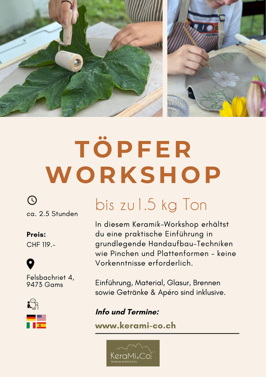 Pottery Workshop – up to 1.5kg of clay