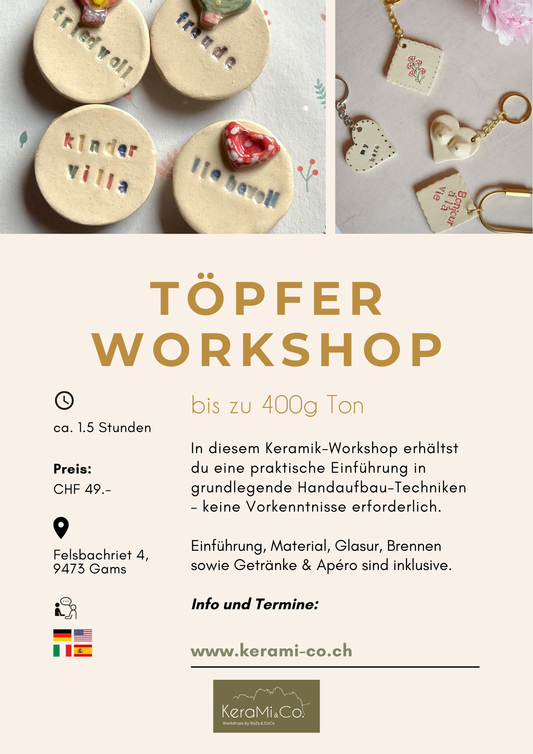 Pottery Workshop - up to 400g of clay