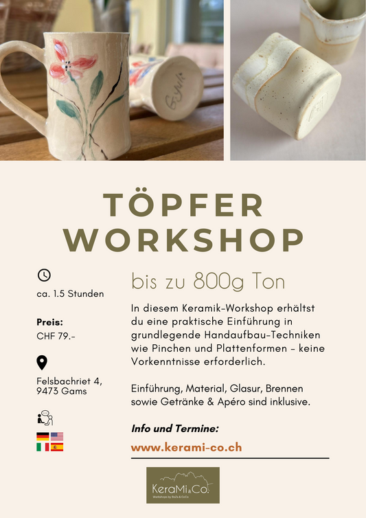 Pottery Workshop – up to 800g of clay